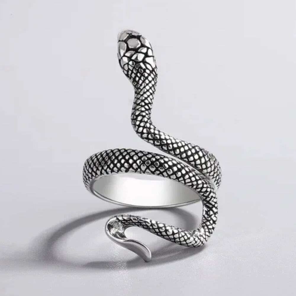 Snake Serpent Silver Ring Vampire Witch Halloween Scary Spooky Birthday Gift NEW